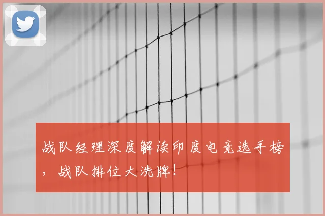 战队经理深度解读印度电竞选手榜，战队排位大洗牌！